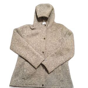 Women's Gray Button-Front Fleece Jacket in Large